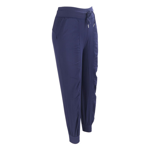 (XL) Running Pants Polyester Quick Dry Breathable Drawstring Navy Blue L 1