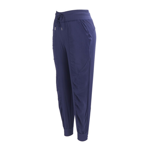 (M) Running Pants Polyester Quick Dry Breathable Drawstring Navy Blue L 2