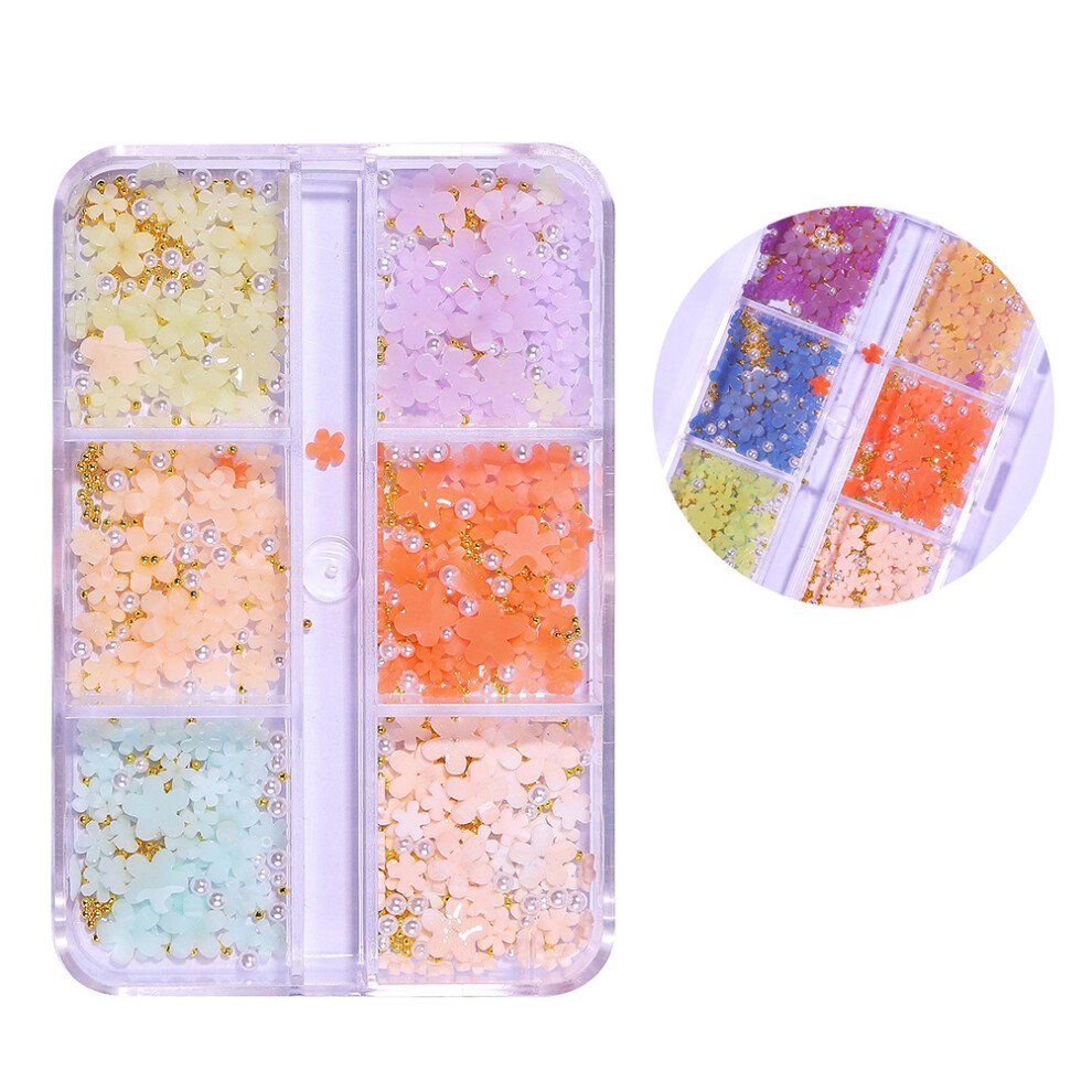 3D Nail Flowers Rhinestone Heart Bows Octagon Acrylic Art Supplies