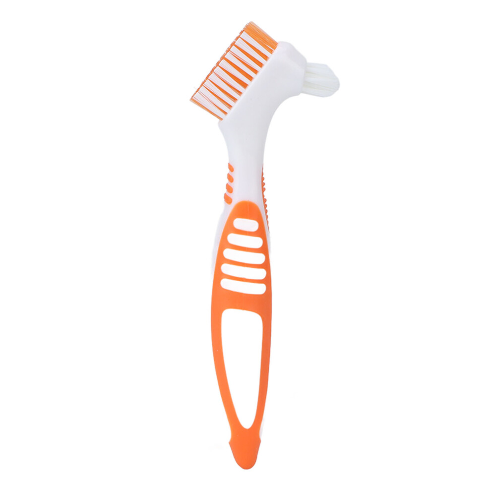 Orange Dual Head Denture Toothbrush For Partial Complete Dentures