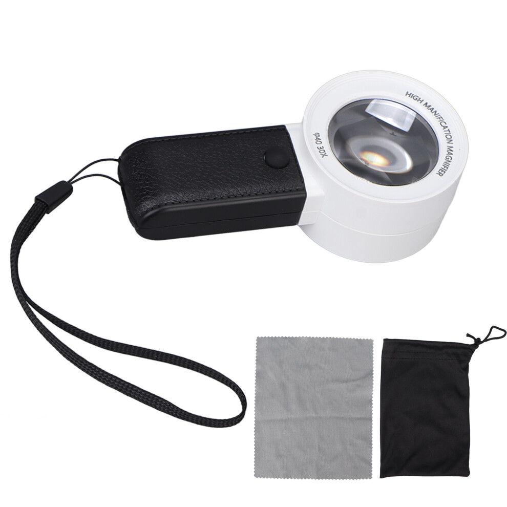 White (White) Lighted 30X Magnification 3 Led Uv Pocket Magnifier