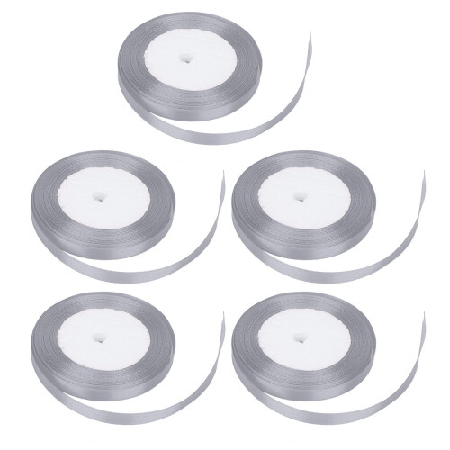 (Grey) 5x 0.4in 24yd Waterproof Grey Ribbon