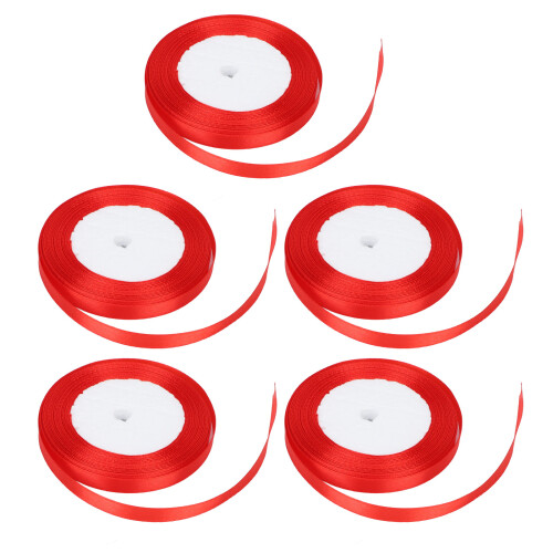 (Red) 5x 0.4in 24yd Waterproof Grey Ribbon