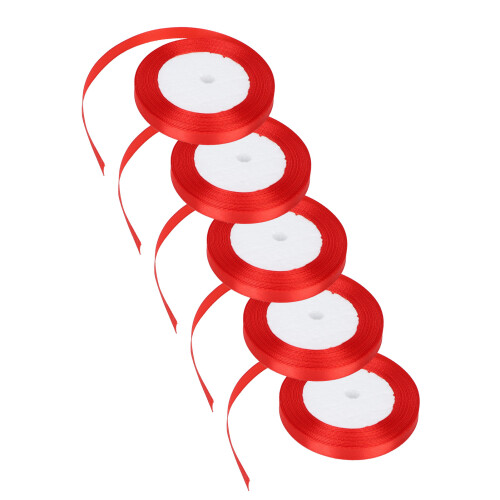 (Red) 5x 0.4in 24yd Waterproof Grey Ribbon 2