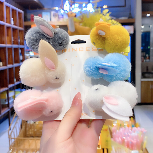 6 Sticker Bärchen Haarspangen Plüsch Geschenk für Mädchen 1