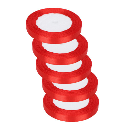 (Red) 5x 0.4in 24yd Waterproof Grey Ribbon 1