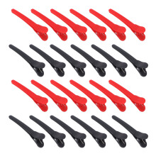 24x Haarspangen, Entenbiss-Clip, rot/schwarz
