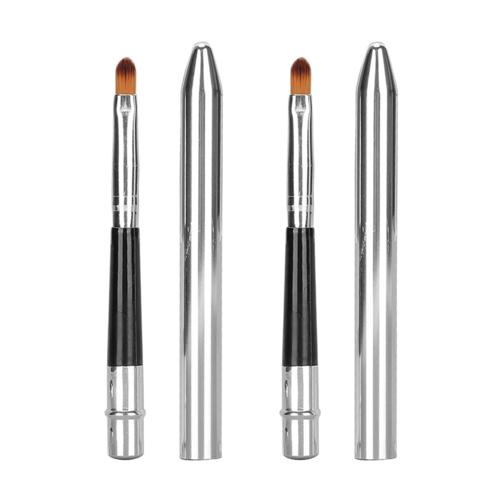 2pcs Lip Brush Ergonomic Aluminum Tube Easy Clean