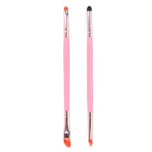 2Pcs Double End Eye Shadow Brush Pink Skin Friendly Makeup Brushes