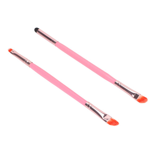 2Pcs Double End Eye Shadow Brush Pink Skin Friendly Makeup Brushes 1