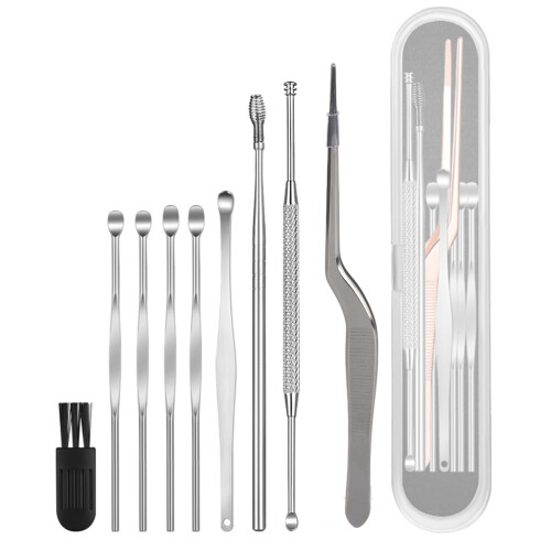 Kit 8 Aghi Pulisci Orecchie Acciaio Inossidabile