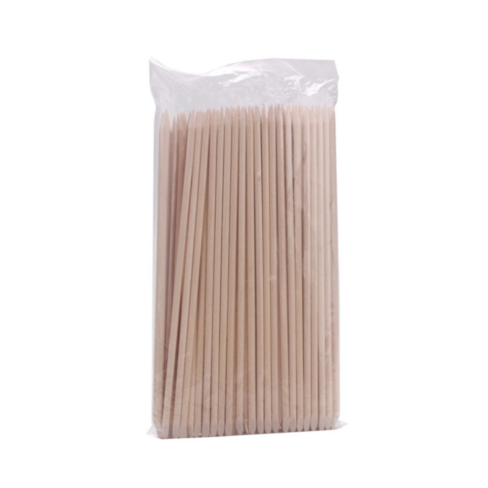 Orange 100Pcs Wood Sticks Nail Art Cuticle Pusher Manicure Tools