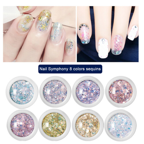 8 Boxen Nagelglitzer-Flocken 3D-Art