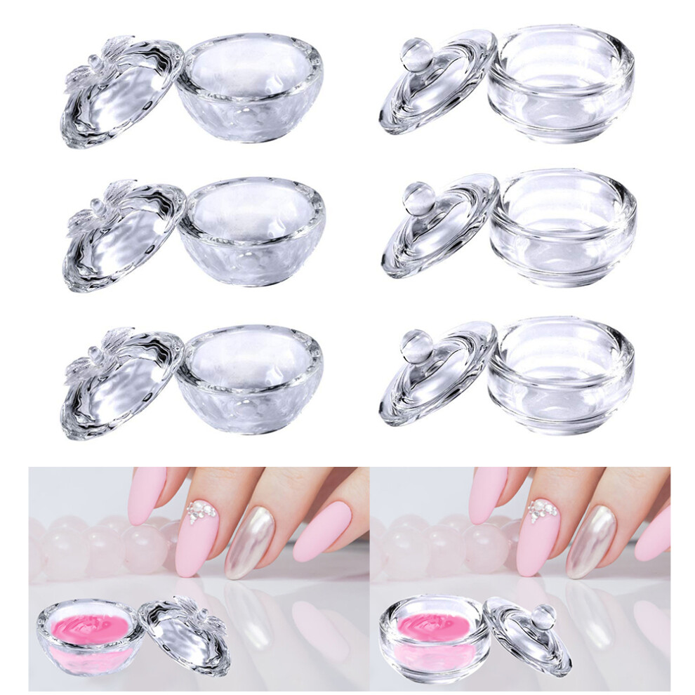 Mini Glass Dappen Dish Bowl with Lid for Nail Art