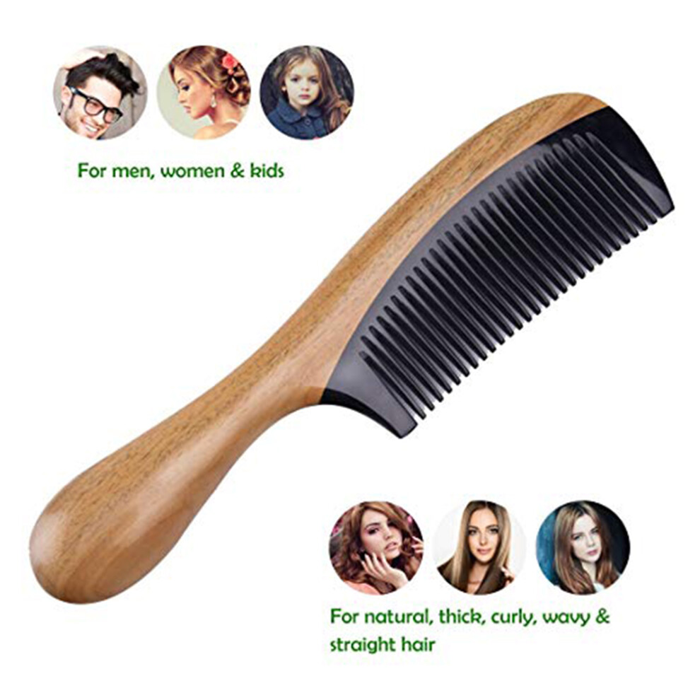 Unisex Green No Static Hair Comb Detangling Fine Tooth Wooden Comb
