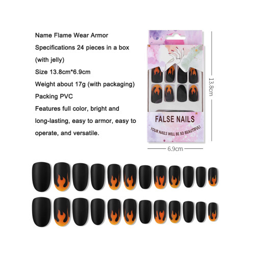 24Pcs Black Full Cover Press On Nails 1
