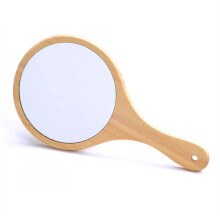 Vintage Wooden Hand Mirror Portable Hanging