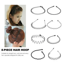 8x Metall Haarbänder Unisex Wellen Sport