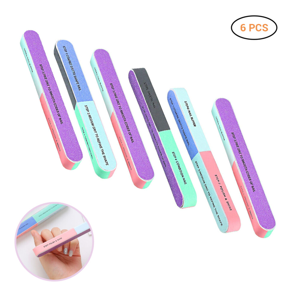 6 Pcs Nail Art Manicure Buffer Buffing Block Sanding Files