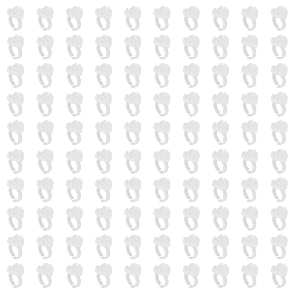 White (White) 100Pcs Eyelash Extension Glue Rings Disposable Heart Shape