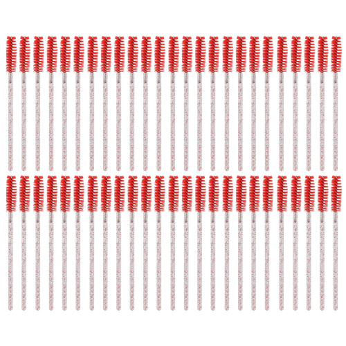 (Red) 50Pcs Disposable Eyelash Brushes ABS Red
