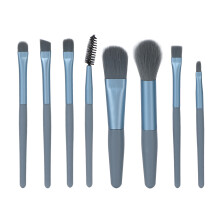 (Blue) 8pcs Makeup Brushes Set Portable Blending Face Powder Brushes