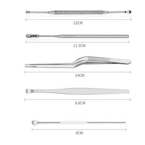 8x Edelstahl-Ohrreiniger Set mit Etui 2