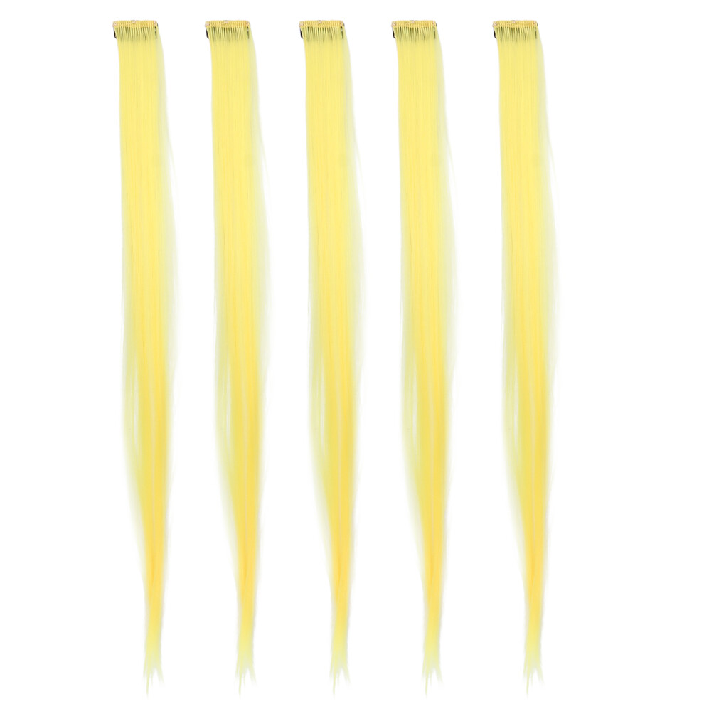 Unisex Yellow (Yellow) 5Pcs Bright Color 21.65In Hair Extension For Cosplay Party