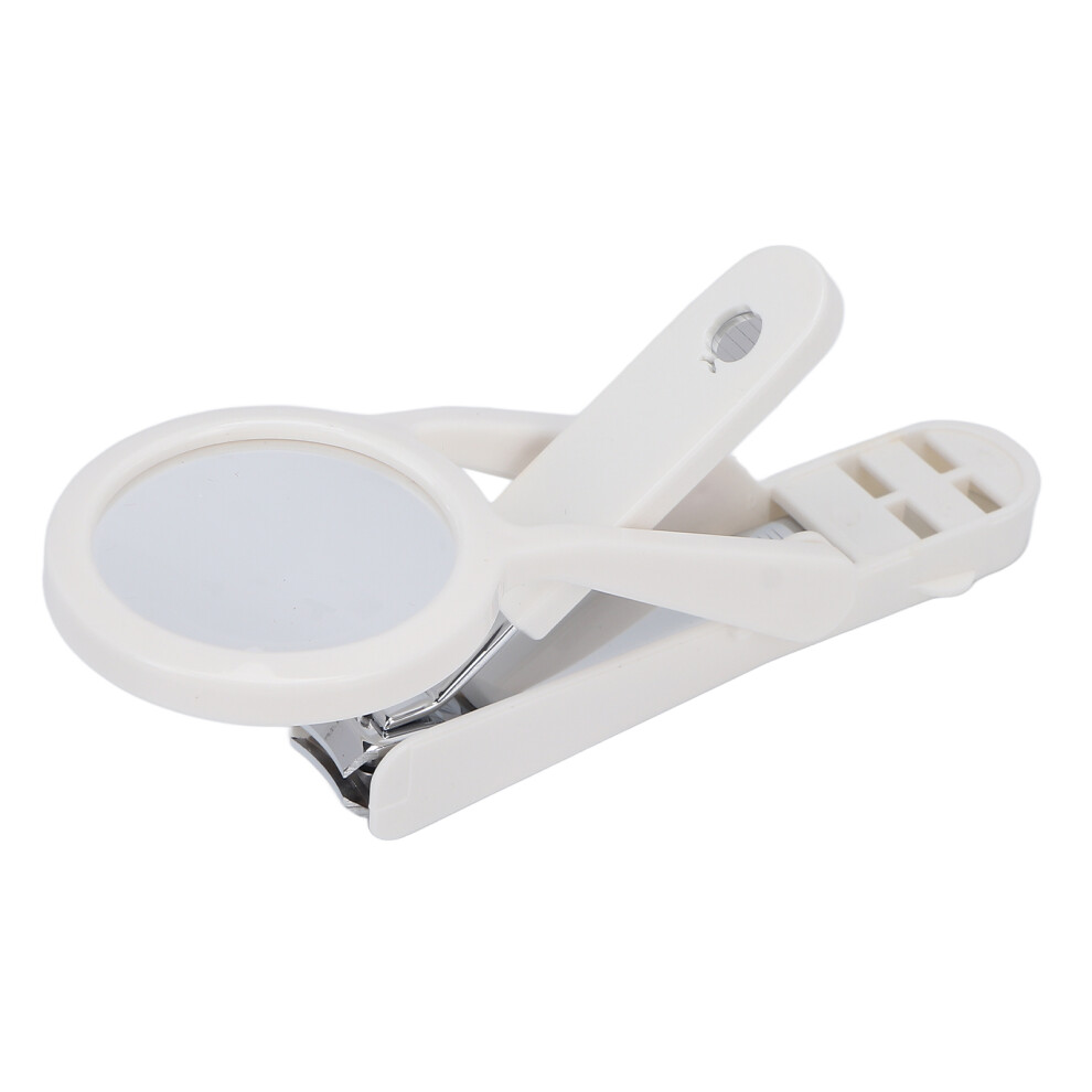 White (White) Stainless Steel Elderly Nail Clipper With Magnifier