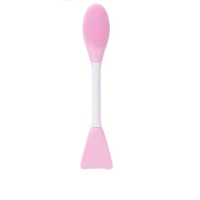 (Face Cleansing Brush+Fan Shape Light Pink) Dubbelzijdige Silicone Maskerborstel Roze