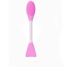 (Face Cleansing Brush+Fan Shape Light Purple) Dubbelzijdige Silicone Maskerborstel Roze