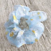 (Bleu) Daisy patroon zacht gaas haar scrunchies roze