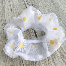 (White) Daisy patroon zacht gaas haar scrunchies roze
