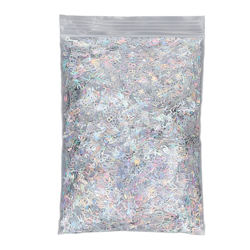 Silver English Letter Holographic Nail Glitter 50G