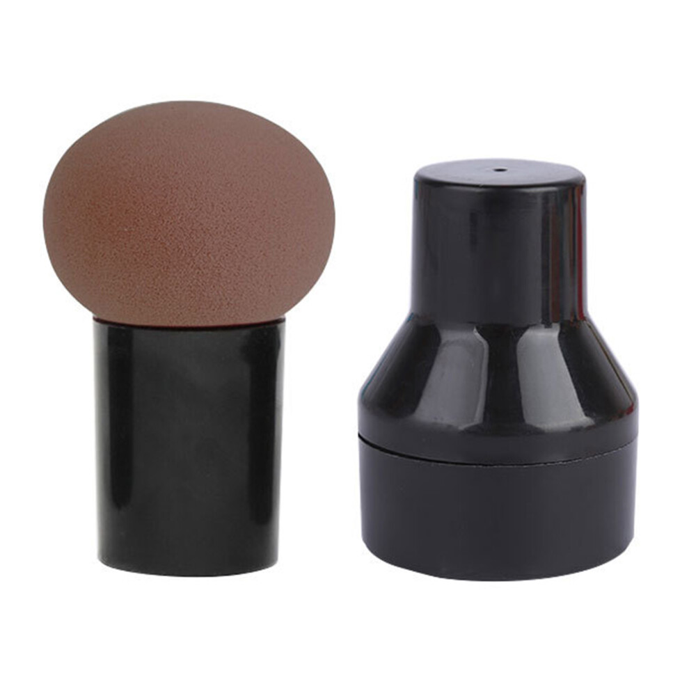 (Coffee) Mushroom Head Makeup Sponge Wet Dry Soft Bouncy with Handle