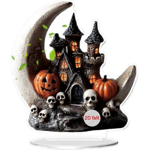 (9) Flat Acrylic Desktop Ornaments Halloween Ghost Ornament, 2D Flat Ornament