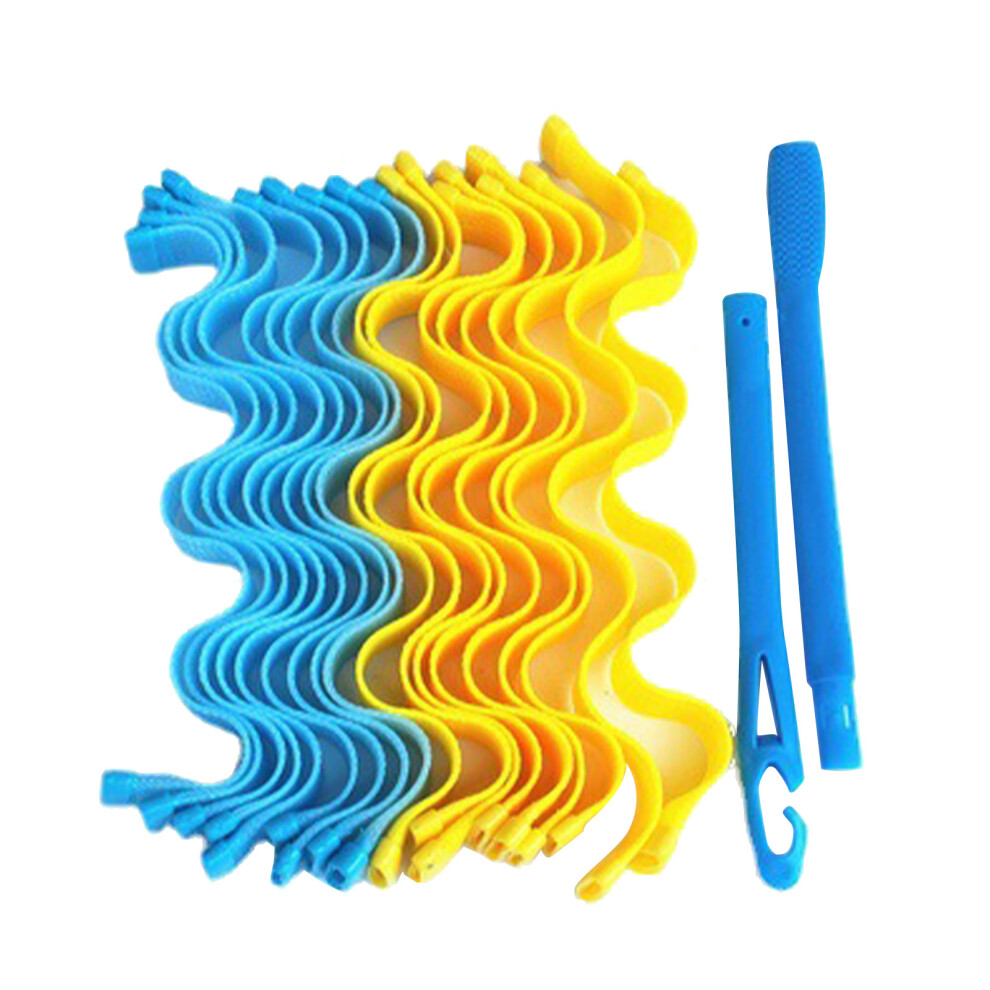 (30cm/11.8in (18pcs)) Spiral Curls Styling Kit DIY Plastic Hair Roller 45cm/17.7in (12pcs)