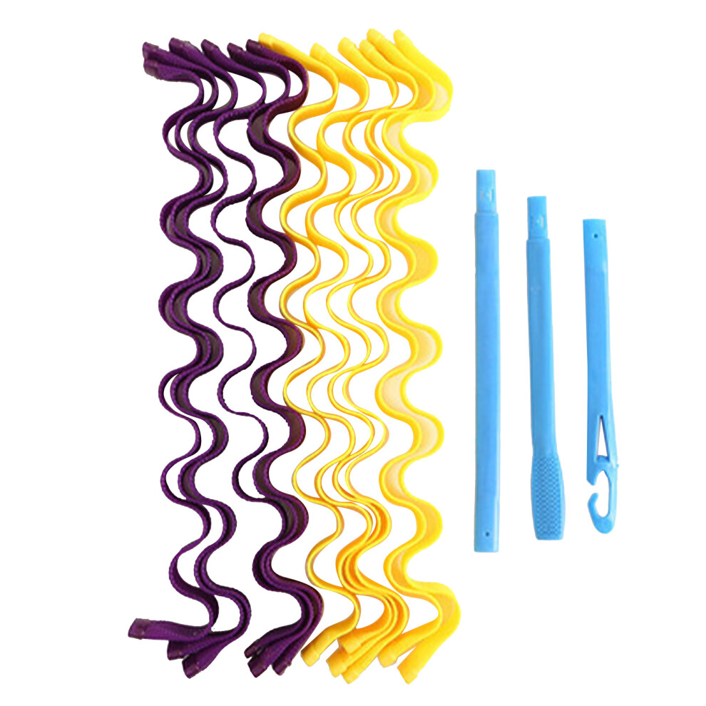 (55cm/21.7in (12pcs)) Spiral Curls Styling Kit DIY Plastic Hair Roller 45cm/17.7in (12pcs)