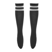 (Black White) Knielange Fußballsocken Dick Baumwolle Schwarz