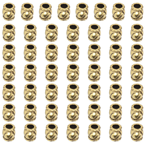 (Gold) 50pz Perline Capelli a Barile in Lega Oro per Barba
