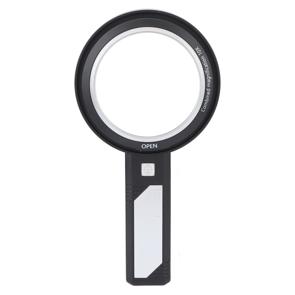 Light 5X 10X Handheld Magnifying Glass 6Pcs Led Reading