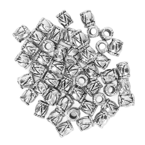 (Silver) 50 Stk. Retro Fasshaarperlen Zinn Bartgold 1