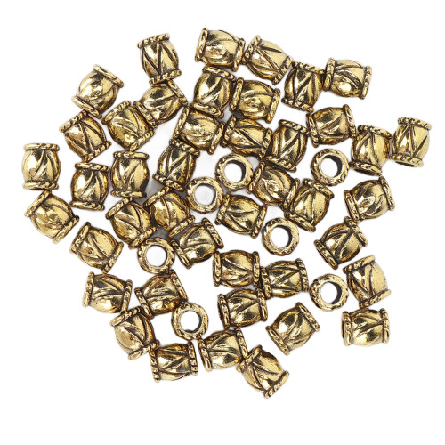 (Gold) 50pz Perline Capelli a Barile in Lega Oro per Barba 1