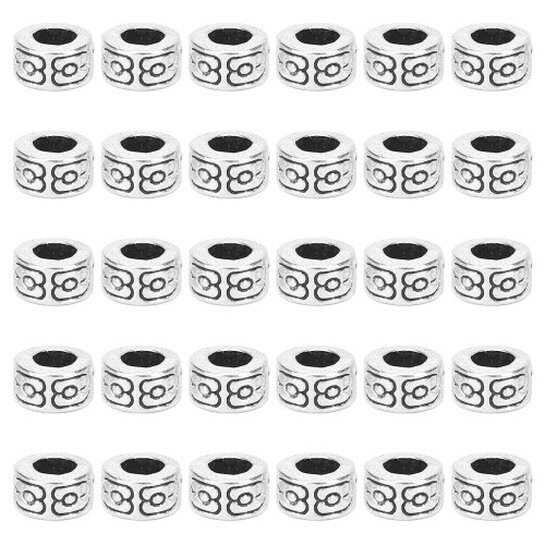(Silver) 30x Mode-Bartperlen DIY-Aluminiumgeflecht Silber