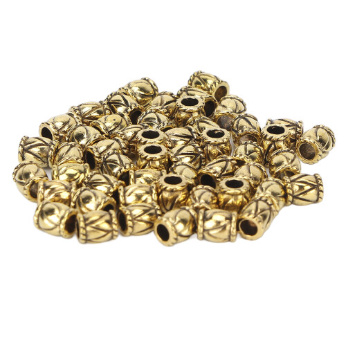 (Gold) 50pz Perline Capelli a Barile in Lega Oro per Barba 2
