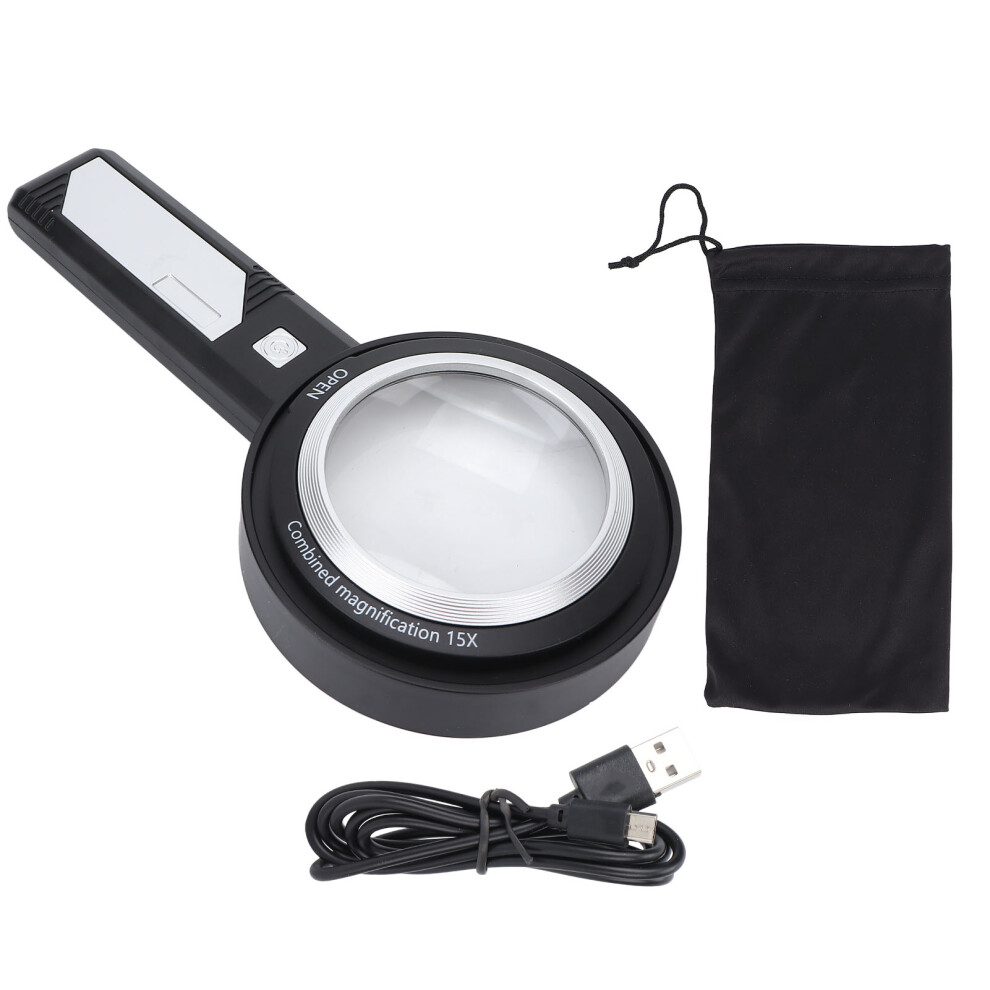 Handheld 6X/15X Magnifying Glass with 6 LED Lights for Seniors