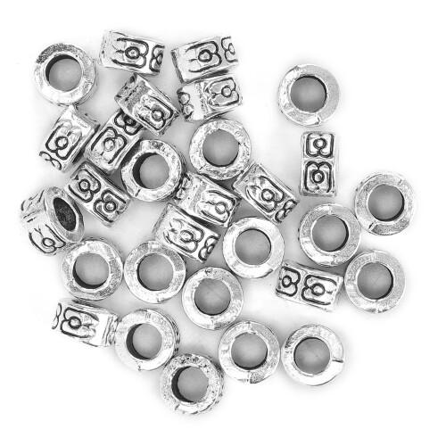 (Silver) 30x Mode-Bartperlen DIY-Aluminiumgeflecht Silber 2