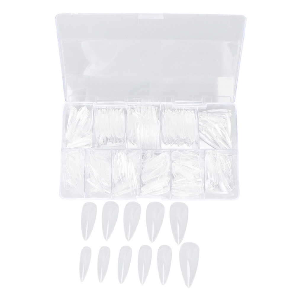500pcs Transparent Coffin Fake Nails Artificial Tips Manicure Decal