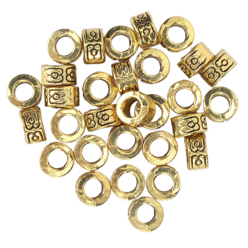 (Gold) 30x Mode-Bartperlen DIY-Aluminiumgeflecht Silber 2