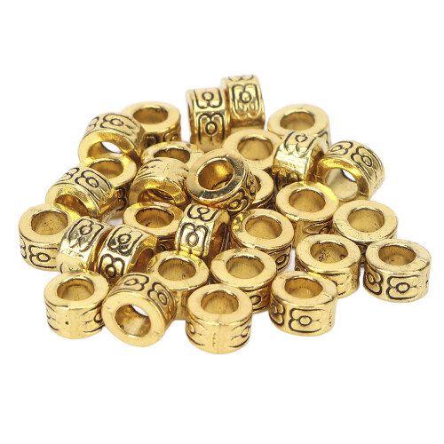 (Gold) 30x Mode-Bartperlen DIY-Aluminiumgeflecht Silber 1